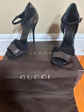Gucci Black and Grey Stilettos - Size 38